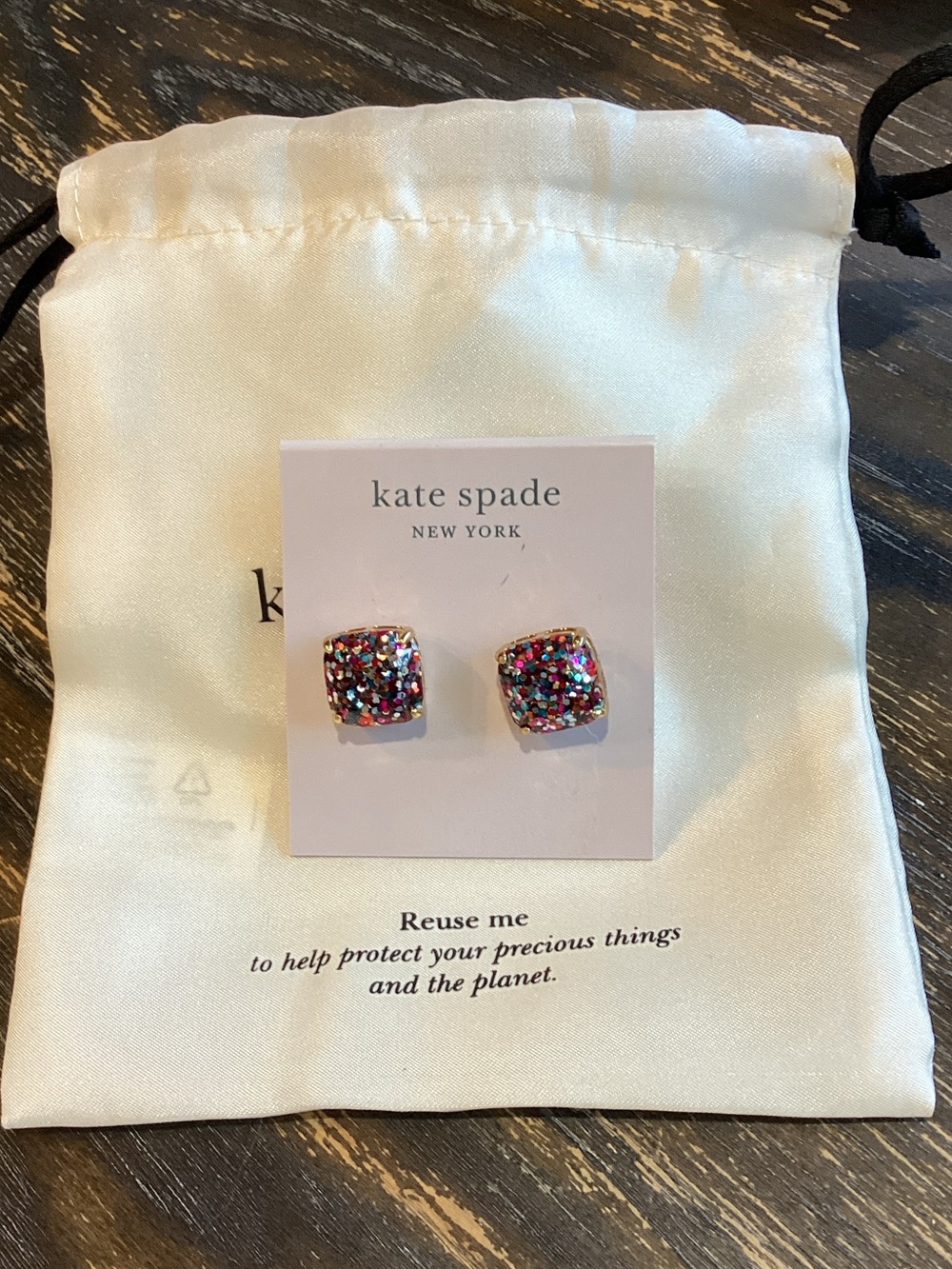 kate spade New York Multicolor Glitter Square Stud Earrings